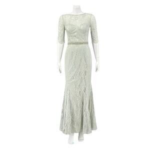 Theia Dress Women 6 Green Lace Maxi Beaded Sequin Formal Gown Wedding Fairy HOCO